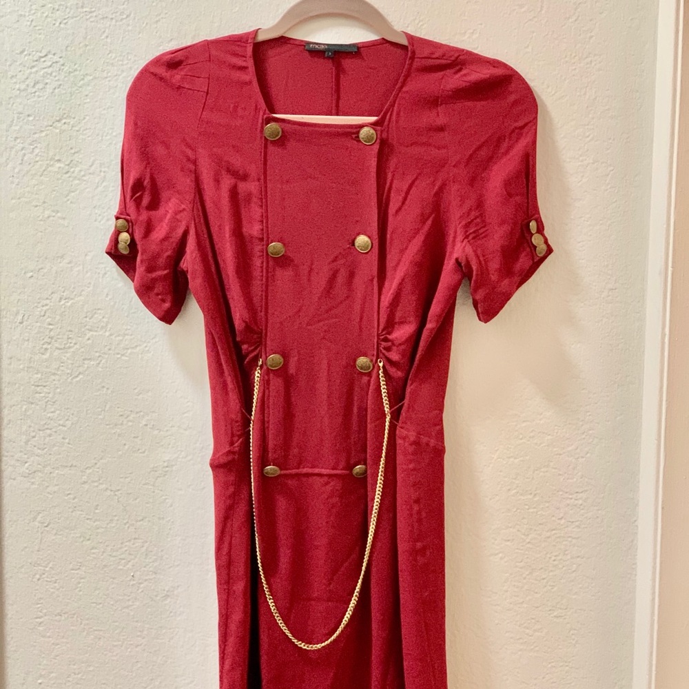 Meje red and gold chain dress